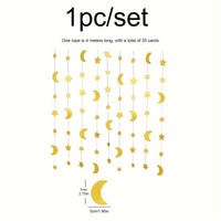 1pc 4m Ramadan Star Moon Pull Flower Pendant Pull Flag Party Decoration Scene Wall Arrangement