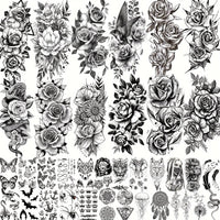 Realistic Sketches of Peony Roses - 36 Temporary Tattoos