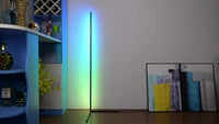 RGB LED Corner Floor Lamp with Remote, USB Powered - Adjustable Height