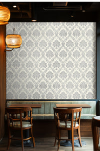 Easy Peel & Stick Silvery Damask Wallpaper