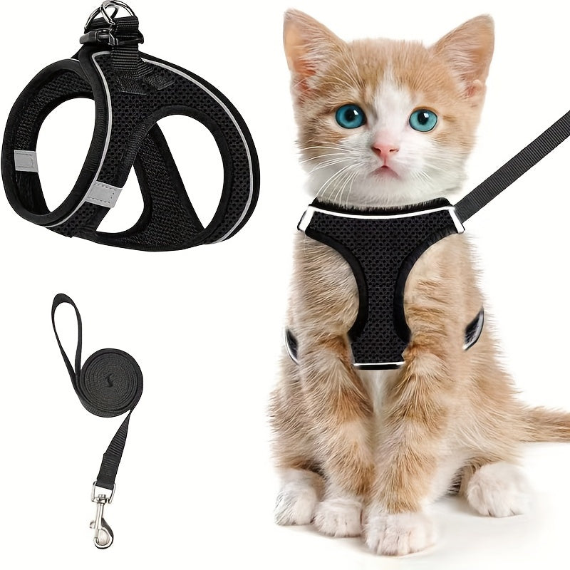 Escape-Proof Cat Harness & Leash Set - Reflective Soft Mesh Vest