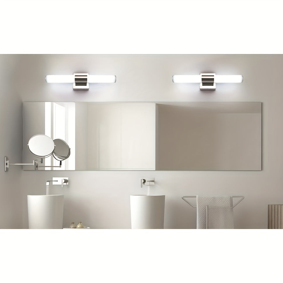 LED Vanity Lights, Modern Stainless Steel Bathroom Light Fixtures Over Mirror as Make Up Lighting Bath Wall Sconces Lamp (8W 40.01cm)