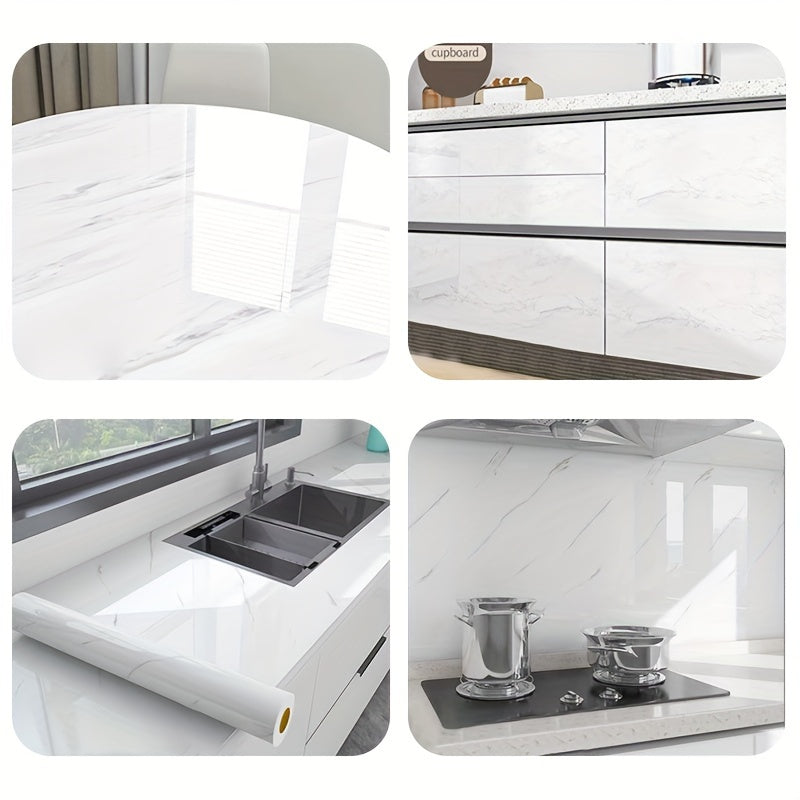 1 Roll of Marble Wallpaper, Self-Adhesive Kitchen Stickers - Waterproof And Stain-Resistant Kitchen Stickers, Window Sills, Bay Window Cabinets, Desktop Stickers, Furniture Renovation Wallpaper Stickers! Removable Self-Adhesi