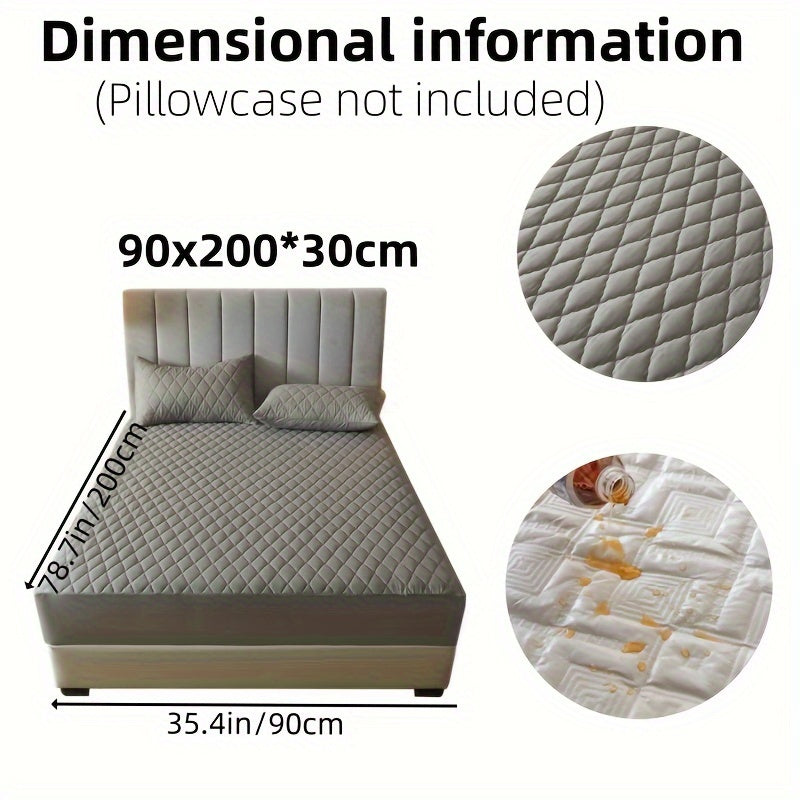 1pc Layered Solid Color Waterproof Mattress Protector (Without Pillowcase And Pillow Insert) Soft And Comfortable Mattress Cover Bedroom Guest Room Bedding Waterproof Mattress Protector Room Bedspread Non-slip All-inclusive P