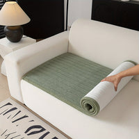 1pc Contemporary Thick Suede Sofa Pad, Machine Washable, Pet Friendly, Polyester 100%, Short Plush, Quilted Design, No Printing, Compatible with Armchair, Loveseat, 3-Seater, 4-Seater, Sectional Sofas, 250-300 g/㎡ - Ideal f