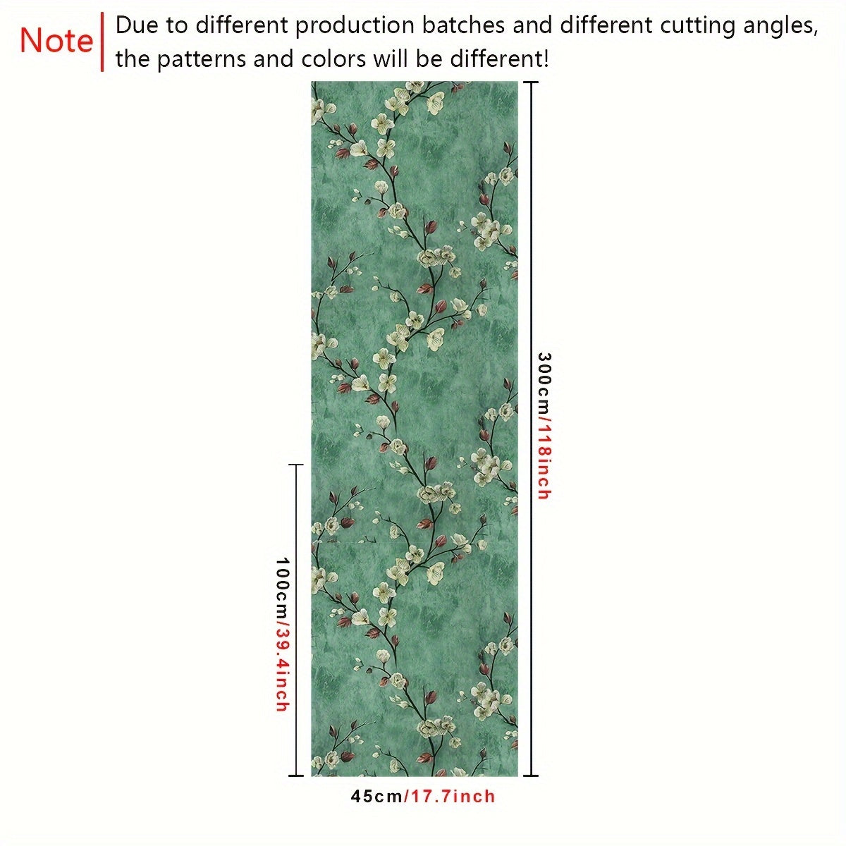 Self-Adhesive Wallpaper, Retro Green Plum Blossom Branch Pattern