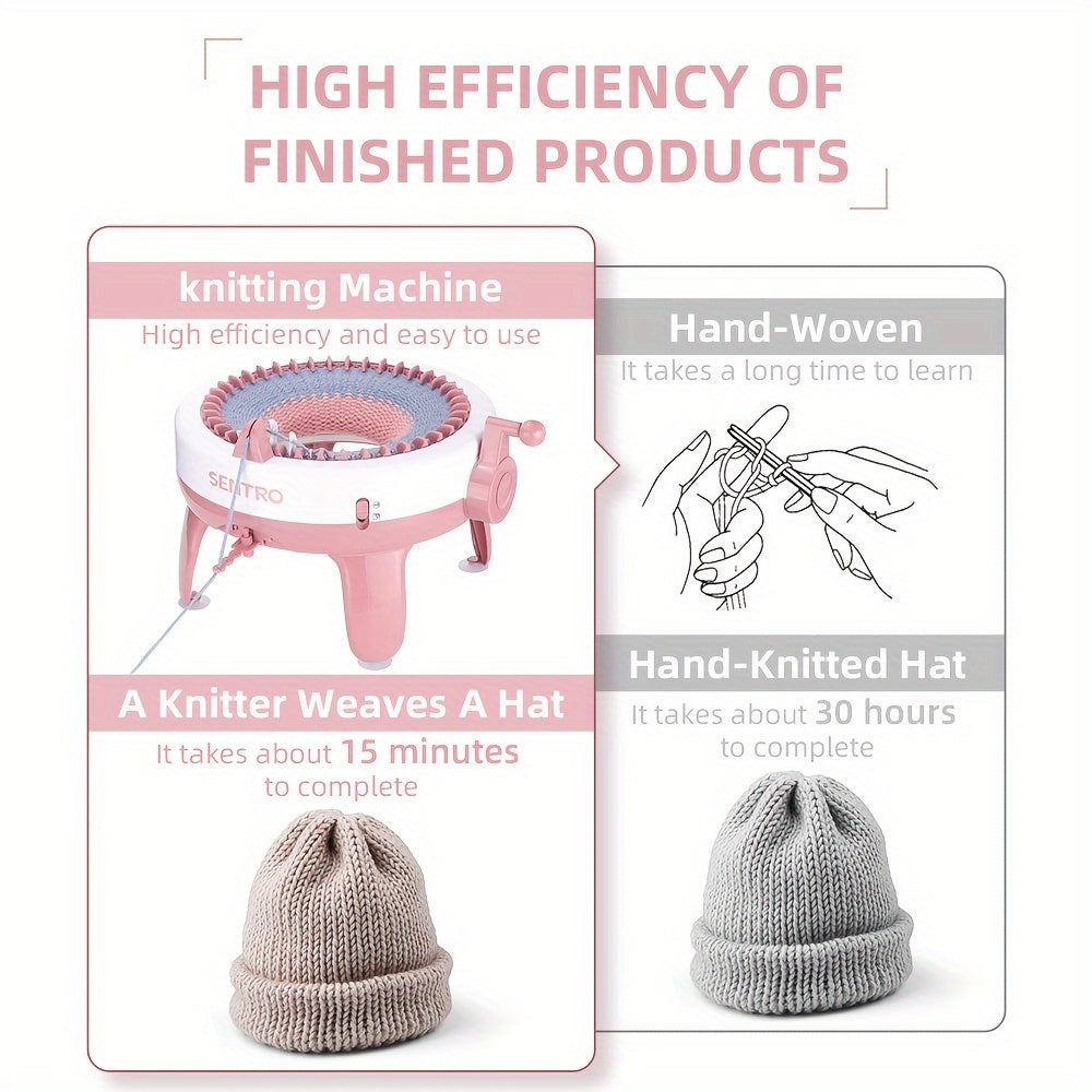 QJH 40-Needle Knitting Machine Kit, DIY Creative Weaving Loom, Quick Knit for Hats, Scarves, Gloves, Coasters, Circular & Flat Weaving, with Manual Operation, No Electricity or Batteries Needed