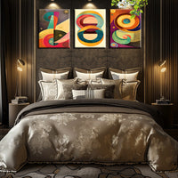Abstract Canvas Wall Art, Framed Modern Geometric Prints - 3pcs Set