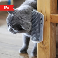 Wall-Mounted Cat Self-Groomer Brush - Corner Massaging Scratcher