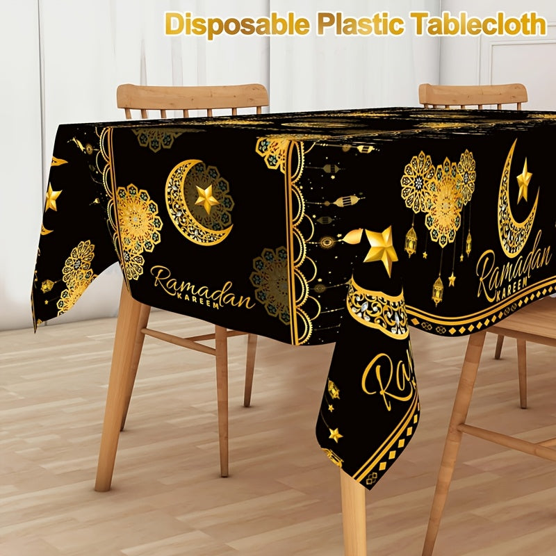 1pc Ramadan Themed Disposable Plastic Tablecloth -  130x220cm