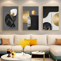 Abstract Marble Canvas Art Set - Modern Geometric Design - 3pcs