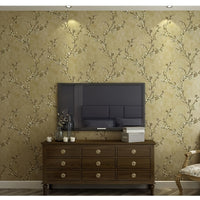 Rustic Style Plum Blossom Pattern Non-woven Wallpaper