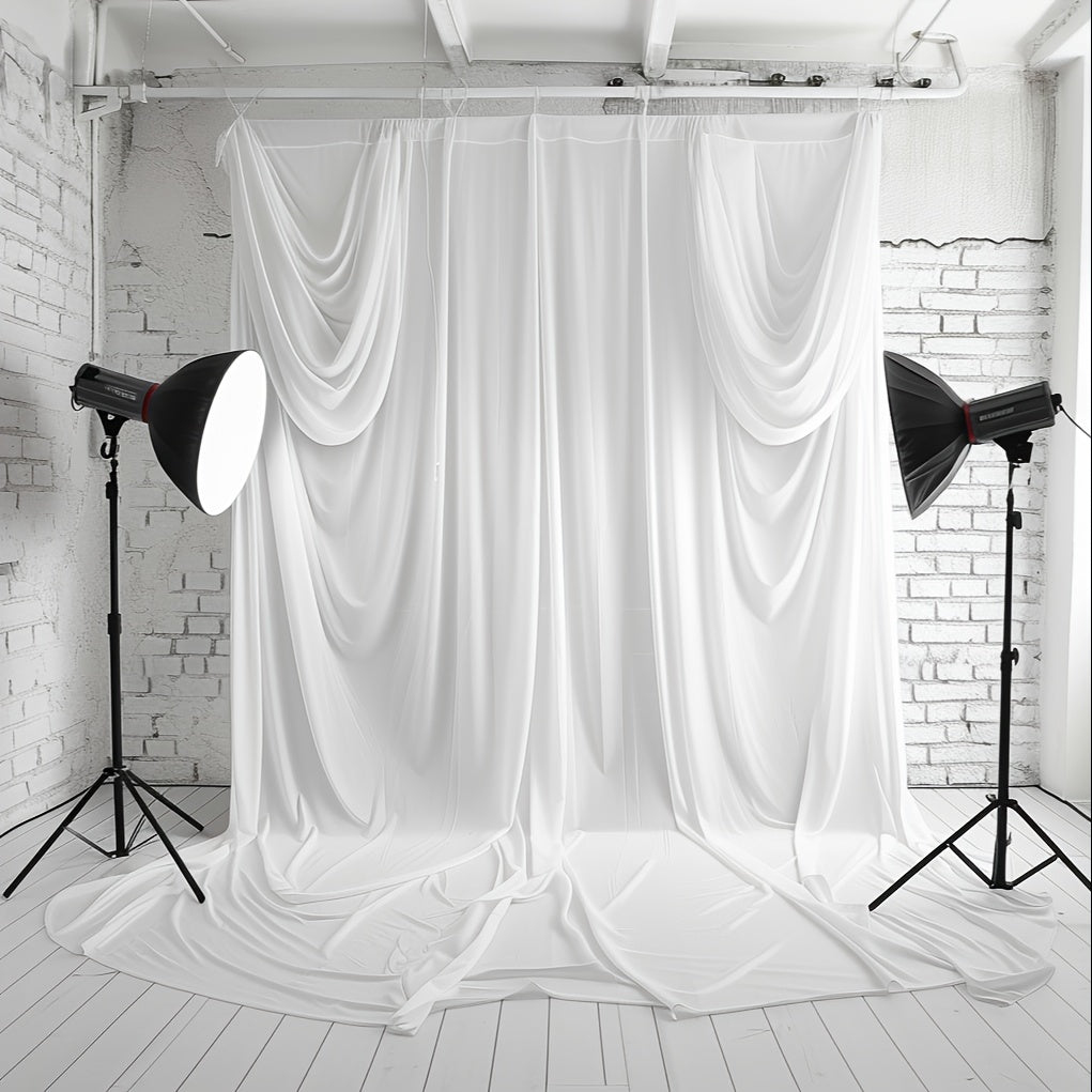 White Backdrop Curtains, 152.4x304.8cm 152.4x304.8cm, 100% Polyester