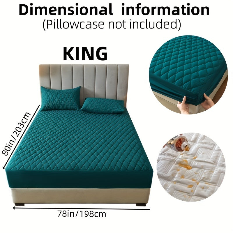 1pc Layered Solid Color Waterproof Mattress Protector (Without Pillowcase And Pillow Insert) Soft And Comfortable Mattress Cover Bedroom Guest Room Bedding Waterproof Mattress Protector Room Bedspread Non-slip All-inclusive P