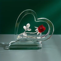 Crystal Red Rose Statue - Romantic Gift