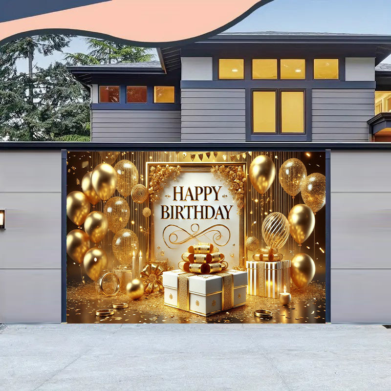 Luxurious Golden-Themed Happy Birthday Backdrop - 243.84x182 cm