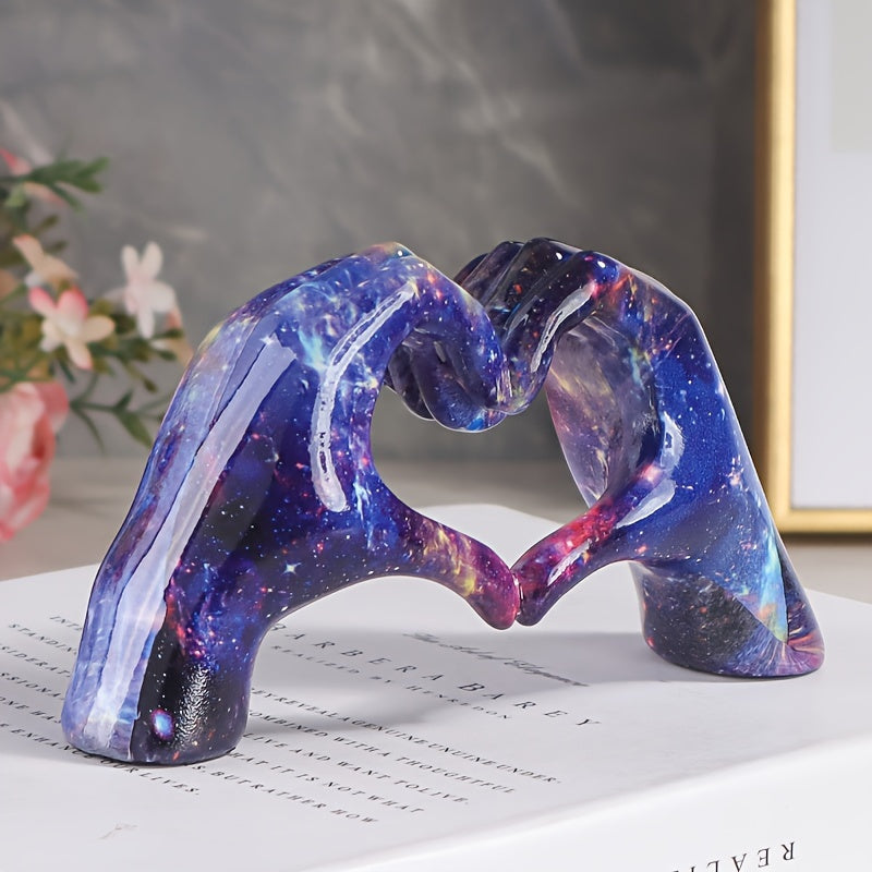 Galactic Heart Hand Gesture Resin Decorative Sculpture