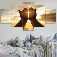 Wooden Framed Canvas Poster - Prayer Hand Canvas - 5pcs