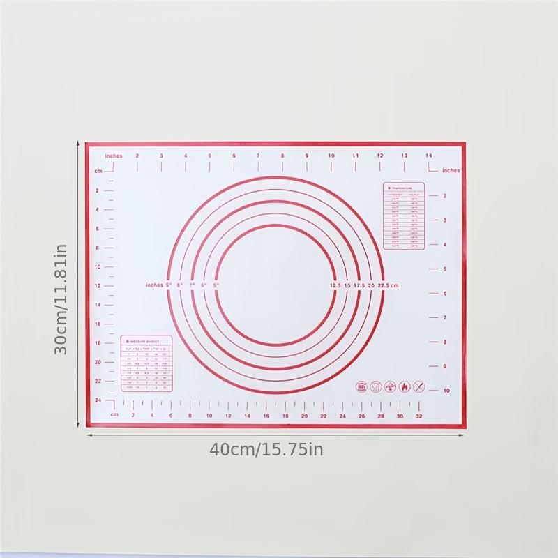 1pc Large Silicone Pastry Mat, Non-Stick Baking Mat for Pizza, Cakes, Dough, Kitchen Cooking, Grilling, Food-Safe Bakeware, Christmas Table Mat, Home Kitchen Essential
