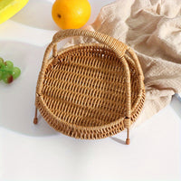 A Plastic Wicker Storage Rack, Portable Storage Tray, Multi-Purpose Handmade Woven Basket, Home Indoor Decoration, Food Service Tray for Restaurants And Hotels, Decorative Flower Basket for Weddings, Festive Storage Basket, F