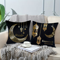 Golden Stamping Black Decorative Ramadan Throw Pillow Covers - 2pcs