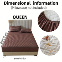 1pc Layered Solid Color Waterproof Mattress Protector (Without Pillowcase And Pillow Insert) Soft And Comfortable Mattress Cover Bedroom Guest Room Bedding Waterproof Mattress Protector Room Bedspread Non-slip All-inclusive P