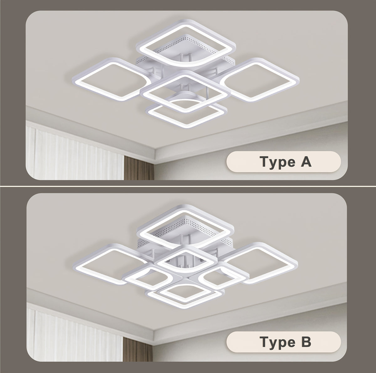Modern LED Ceiling Light Fixture - Dimmable Metal Semi Flush Mount with Remote, Acrylic Shade, Infrared Sensor, 110-240V Hard-Wired Indoor Lighting for Living Room, Bedroom, Study - No Battery Required