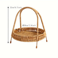 A Plastic Wicker Storage Rack, Portable Storage Tray, Multi-Purpose Handmade Woven Basket, Home Indoor Decoration, Food Service Tray for Restaurants And Hotels, Decorative Flower Basket for Weddings, Festive Storage Basket, F