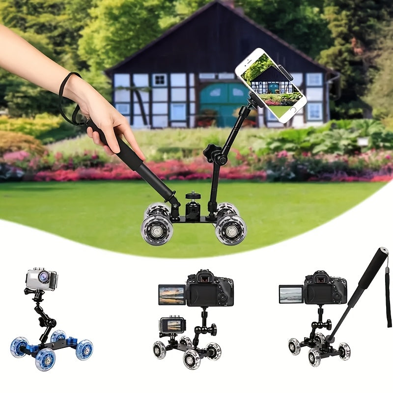 Mini Camera Dolly Roller, Adjustable Desktop Camera Stand, Precise Scale, Low Noise