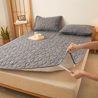 1pc Waterproof Mattress Pad Set, Dust & Stain Resistant, Soft Comfortable Bedding, Machine Washable, Polyester 100%, Polyurethane 100%, Woven, Active Printing, Ultrasonic Embossed, <3cm Thick, 80-85g Fabric Weight