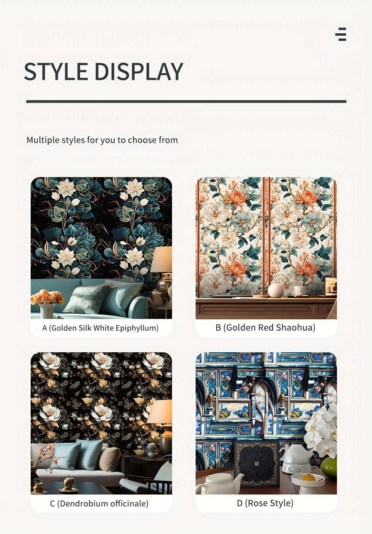 Retro Floral Self-Adhesive Wallpaper