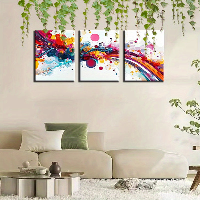 Abstract Acrylic Paintings - Framed Canvas Art Set - 3pcs