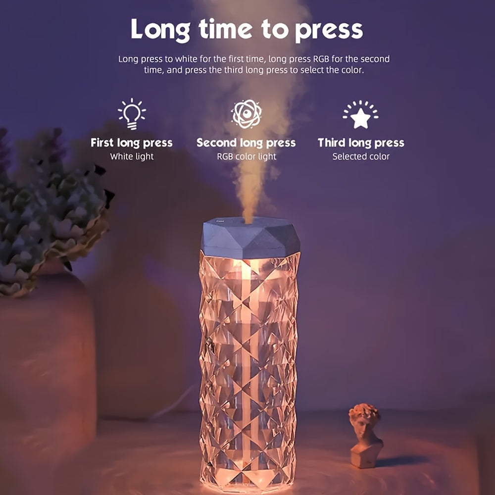 YAIAWISU USB-Powered Night Light Air Humidifier & Aromatherapy Diffuser - Stylish Geometric Design with Colorful LED, Large Capacity, Ideal for Bedrooms, Offices, Classrooms
