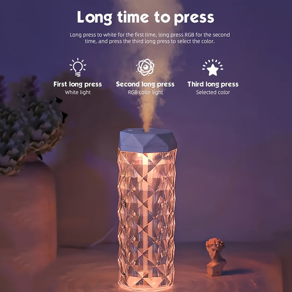 YAIAWISU USB-Powered Night Light Air Humidifier & Aromatherapy Diffuser - Stylish Geometric Design with Colorful LED, Large Capacity, Ideal for Bedrooms, Offices, Classrooms