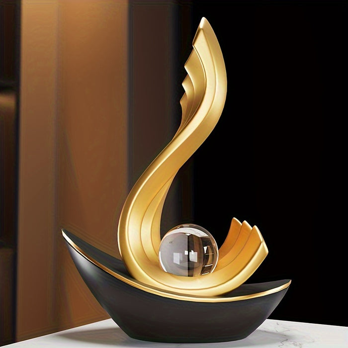 Elegant Black Ship Resin Decor