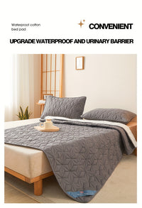 1pc Waterproof Mattress Pad Set, Dust & Stain Resistant, Soft Comfortable Bedding, Machine Washable, Polyester 100%, Polyurethane 100%, Woven, Active Printing, Ultrasonic Embossed, <3cm Thick, 80-85g Fabric Weight