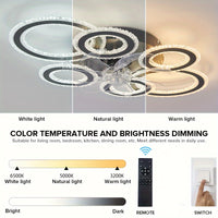 Modern Adjustable Ceiling Fan Light with Remote Control - 6 Brightness Levels, ABS/Acrylic/Metal Design, Mold-Resistant, Ideal for Living Room, Office, Bedroom, Kitchen, Fan for Bedroom, Perfect for Christmas Gifts, Holiday O
