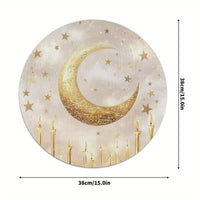 6pcs Elegant Ramadan Moon & Lighthouse Placemats - 38.1cm Circular, Durable Polyester Table Mats, Machine Washable & Non-Toxic, Ideal for Party, Kitchen & Restaurant Decor, Ramadan Decoration