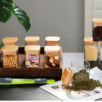 10-Piece Square Glass Spice Jars Set with Measuring Spoon