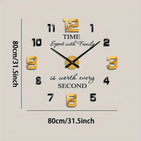 Acrylic Silent Wall Clock 3D Frameless Wall Decoration Sticker