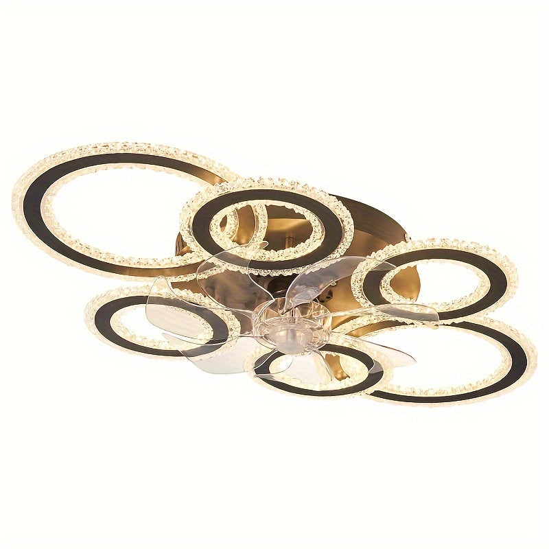 Modern Adjustable Ceiling Fan Light with Remote Control - 6 Brightness Levels, ABS/Acrylic/Metal Design, Mold-Resistant, Ideal for Living Room, Office, Bedroom, Kitchen, Fan for Bedroom, Perfect for Christmas Gifts, Holiday O