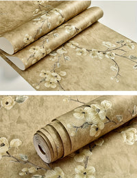 Rustic Style Plum Blossom Pattern Non-woven Wallpaper