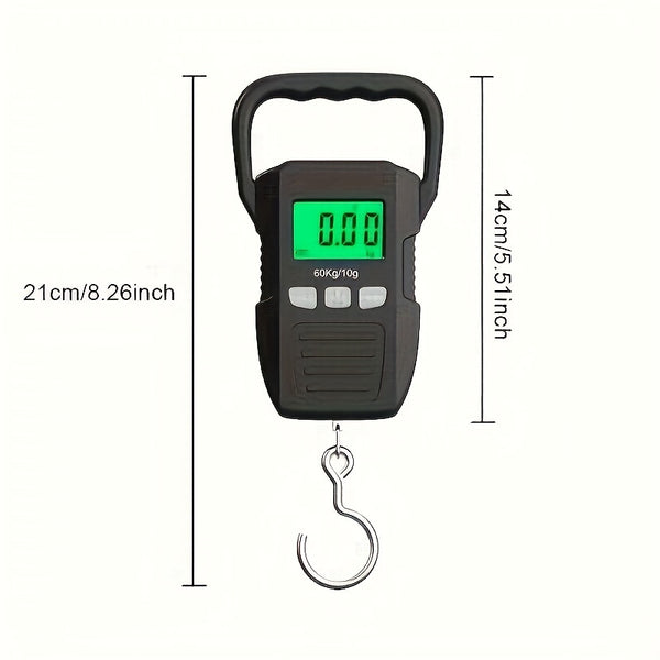 Durable Digital Hanging Scale with Large Backlit LCD Display - 132lb/60kg