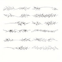Temporary Tattoos - Long Flowers Vine Leaves Plant Designs - 12 Sheets