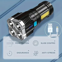 High-Power LED Flashlight, 4 Lamp Beads