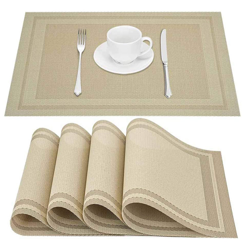 Set Of 4, Heat Resistant Placemats, Washable PVC Table Mats, Woven Vinyl Placemats For Dining Tables, Non-Slip And Stain Resistant Table Mats, Easy To Clean, Tabletop Protection, Home Kitchen Dining Table Decor