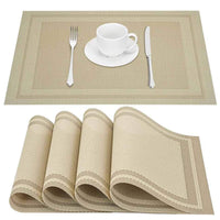 Set Of 4, Heat Resistant Placemats, Washable PVC Table Mats, Woven Vinyl Placemats For Dining Tables, Non-Slip And Stain Resistant Table Mats, Easy To Clean, Tabletop Protection, Home Kitchen Dining Table Decor