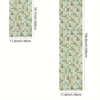 Self-Adhesive, Green & Blue Mosaic Contact Paper