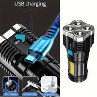 High-Power LED Flashlight, 4 Lamp Beads