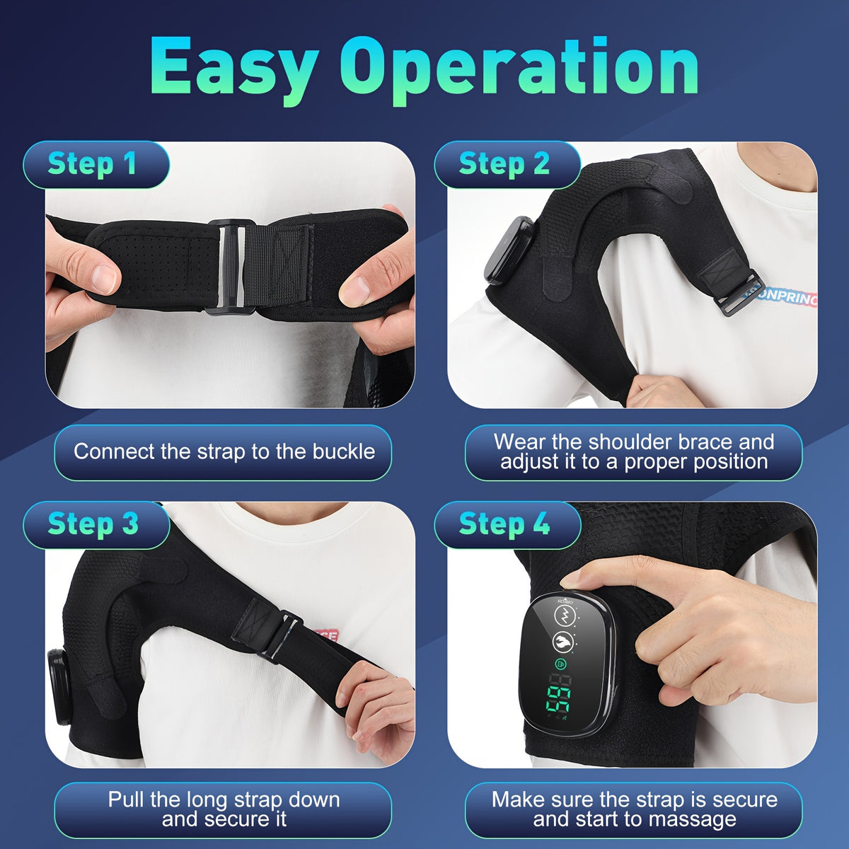 New Arrival Heating Massage Shoulder Wrap with 3 Levels Controller USB Rechargeable Free Size Shoulder Massager